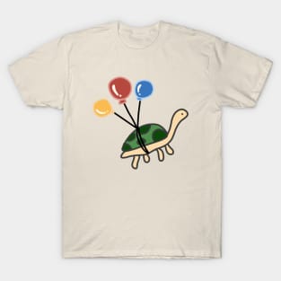 Cute Tortoise on a Balloon Ride Mental Health Awareness Joyful Adventure Combat Depression T-Shirt